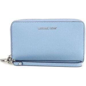 Michael Kors Sky Blue Large Saffiano Leather Smartphone Wristlet